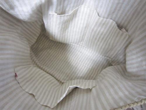 内袋　リネンストライプ生地、ポケット4個付き